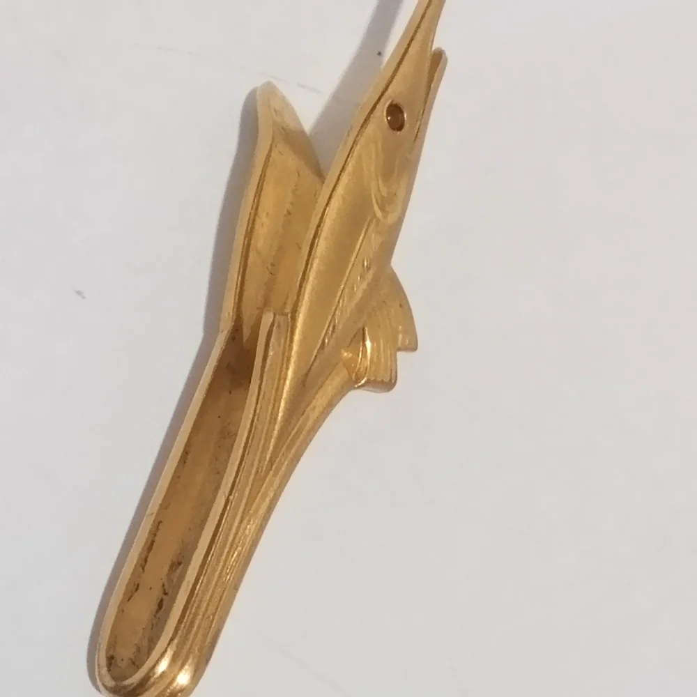 Gold Marlin Sword Fish Tye Tie Clip W/ Red Eye